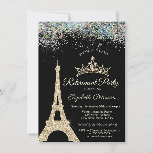 Paris Eiffeltoren, Colorful Confetti Retirement Kaart (Voorkant)