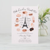 Paris Eiffeltoren Desserts Roze Blush Sweet 16 Kaart (Staand voorkant)