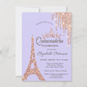 Paris Eiffeltoren, Drip Lavander Quinceañera Kaart (Voorkant)