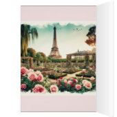 Paris Eiffeltoren en Roze Rozen Verjaardag (Binnen (Links))