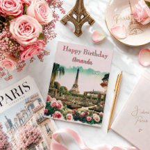 Paris Eiffeltoren en Roze Rozen Verjaardag