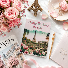 Paris Eiffeltoren en Roze Rozen Verjaardag