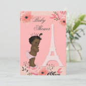 Paris Eiffeltoren Etnische Prinses Baby shower Kaart (Staand voorkant)