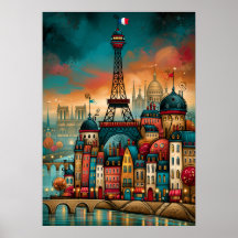 Paris Eiffeltoren Fantasievolle Stadsgezichte