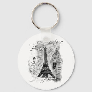 Paris Eiffeltoren Franse scène collage Sleutelhanger