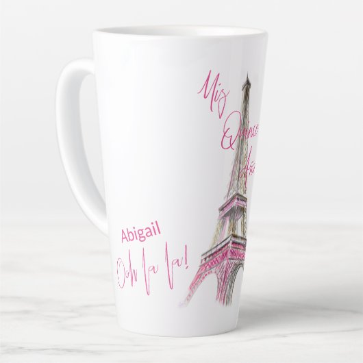 Paris Eiffeltoren gepersonaliseerd Mis Quince Anos Latte Mok (Linkerhoek)