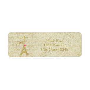 Paris Eiffeltoren Goud & Roze Elegant Chic Etiket