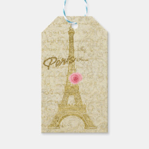 Paris Eiffeltoren Goud & Roze Elegant Gift Label Cadeaulabel