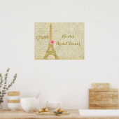 Paris Eiffeltoren Goud & Roze Elegante Banner Poster (Keuken)