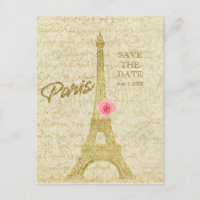 Paris Eiffeltoren Goud & Roze SAVE THE DATE