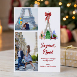 Paris Eiffeltoren Kerstvakantie Foto Feestdagenkaart