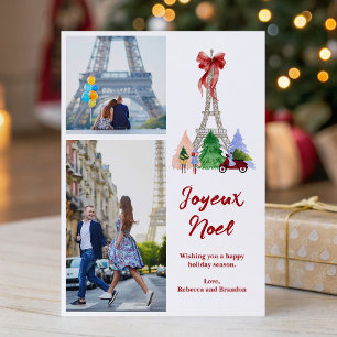 Paris Eiffeltoren Kerstvakantie Foto Feestdagenkaart