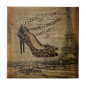 Paris Eiffeltoren Leopard Hight Heel fashionista Tegeltje (Voorkant)