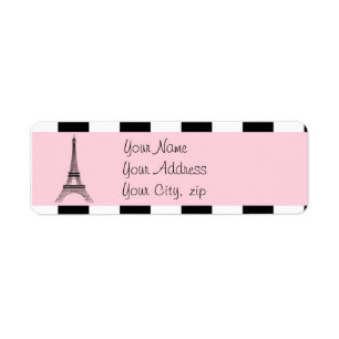 Paris Eiffeltoren Licht Roze zwart Witte Labels