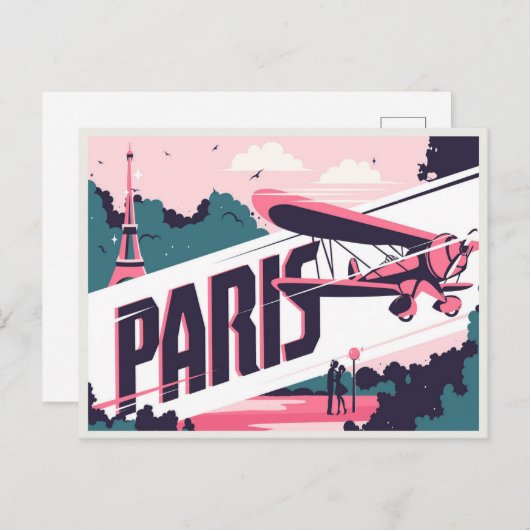 Paris Eiffeltoren Liefde Paar Reizen Briefkaart (Voorkant / Achterkant)