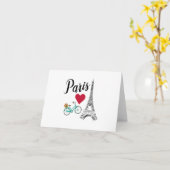 Paris Eiffeltoren Liefdesillustratie Kaart (Gele Bloem)