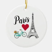 Paris Eiffeltoren Liefdesillustratie Keramisch Ornament (Voorkant)