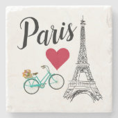 Paris Eiffeltoren Liefdesillustratie Stenen Onderzetter (Voorkant)