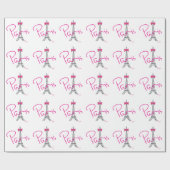 PARIS Eiffeltoren met roze boog Cadeaupapier (Vlak)