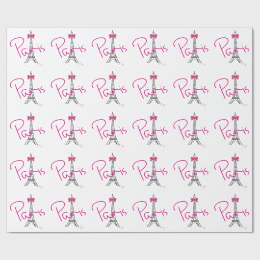 PARIS Eiffeltoren met roze boog Cadeaupapier (Vlak)