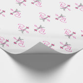 PARIS Eiffeltoren met roze boog Cadeaupapier (Hoek)