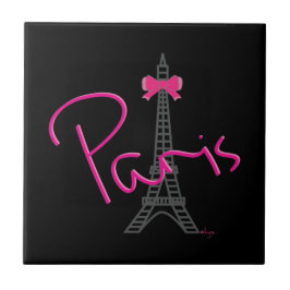 Paris Eiffeltoren met roze boog Tegeltje