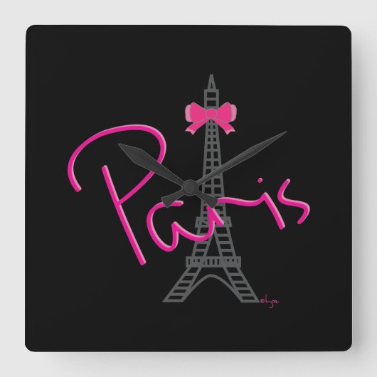 PARIS, Eiffeltoren met roze poot Vierkante Klok (Voorkant)