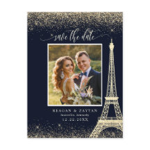 Paris Eiffeltoren Navy Goud Foto Save The Date