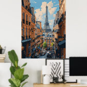 Paris Eiffeltoren Panoramisch Uitzicht Poster (Thuiskantoor)