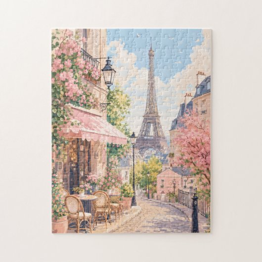 Paris Eiffeltoren Pastelstraat | Romantisch Parijs Legpuzzel (Verticaal)
