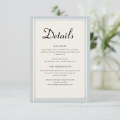 Paris Eiffeltoren Poeder Blauw Bruiloft Details Informatiekaartje (Staand voorkant)