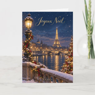 Paris Eiffeltoren Prettig Kerstfeest Feestdagen Kaart