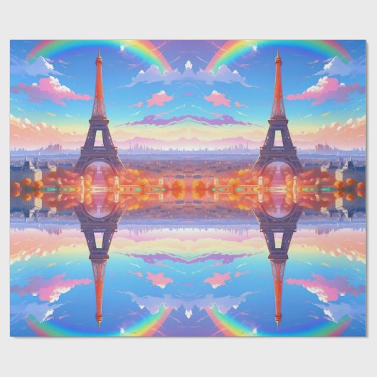 Paris Eiffeltoren Regenboog Cadeaupapier (Vlak)