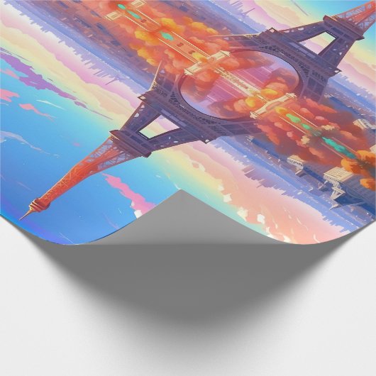 Paris Eiffeltoren Regenboog Cadeaupapier (Hoek)