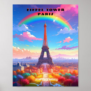Paris Eiffeltoren Regenboog Sky Poster