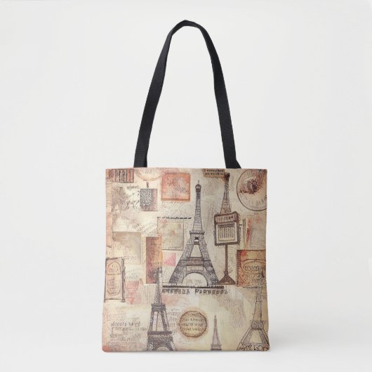 Paris Eiffeltoren Retro Vintage Tote Bag (Voorkant)