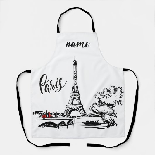 Paris Eiffeltoren Rode Scooter Schort (Voorkant)