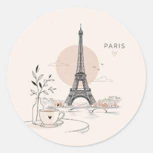 Paris Eiffeltoren Romantische Franse Reisstickers Ronde Sticker