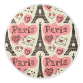 Paris Eiffeltoren Romantische Hart Accent Keramische Knop (Voorkant)