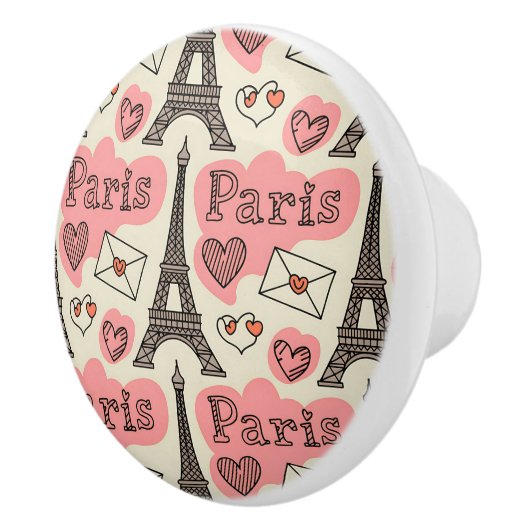 Paris Eiffeltoren Romantische Hart Accent Keramische Knop (Rechts)