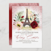 Paris Eiffeltoren Roos Goud en Bourgondische bruil Kaart (Voorkant / Achterkant)