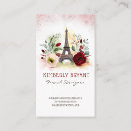Paris Eiffeltoren Roos Gouden Glitter Elegant Visitekaartje