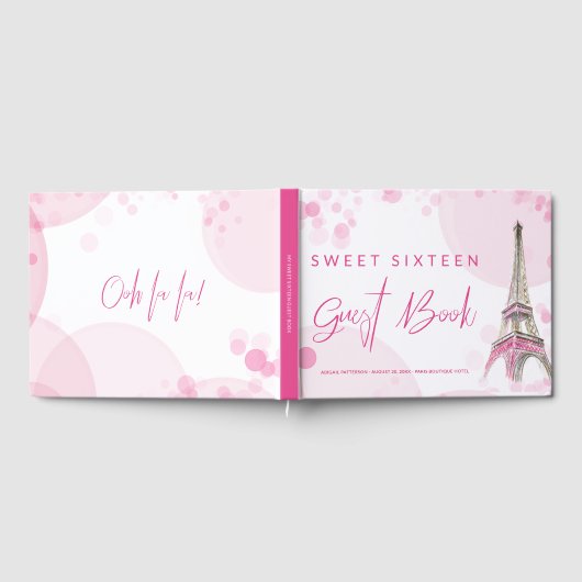 Paris Eiffeltoren Roze en Wit Mijn Zoete Zestien Gastenboek (Volledig)