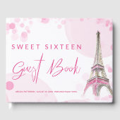 Paris Eiffeltoren Roze en Wit Mijn Zoete Zestien Gastenboek (Voorkant)
