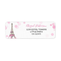 Paris Eiffeltoren Roze en zwart retouradres
