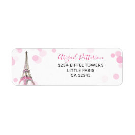 Paris Eiffeltoren Roze en zwart retouradres Etiket