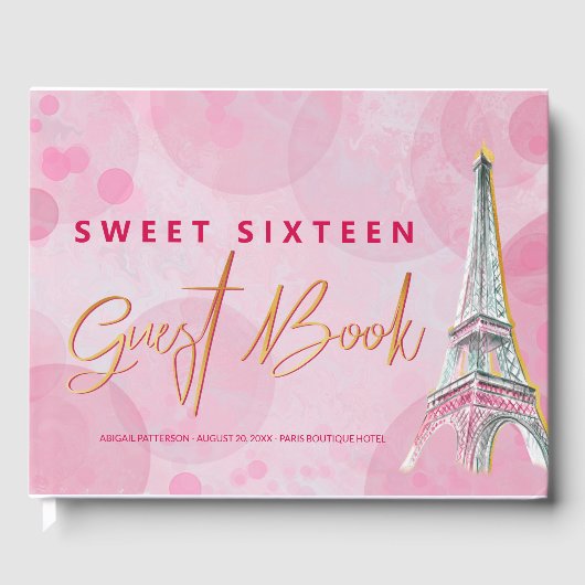 Paris Eiffeltoren Roze Goud Ooh La Custom Gastenboek (Voorkant)