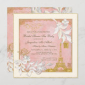 Paris Eiffeltoren roze in goud Elegante bruidsthee Kaart (Voorkant / Achterkant)