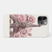 Paris Eiffeltoren & Roze Rozen Case-Mate iPhone Case (Achterkant (horizontaal))