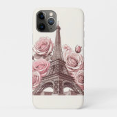 Paris Eiffeltoren & Roze Rozen Case-Mate iPhone Case (Achterkant)